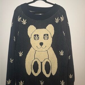 Urban Outfitters Mary Jane Bear Navy and Crème Knit Sweater
